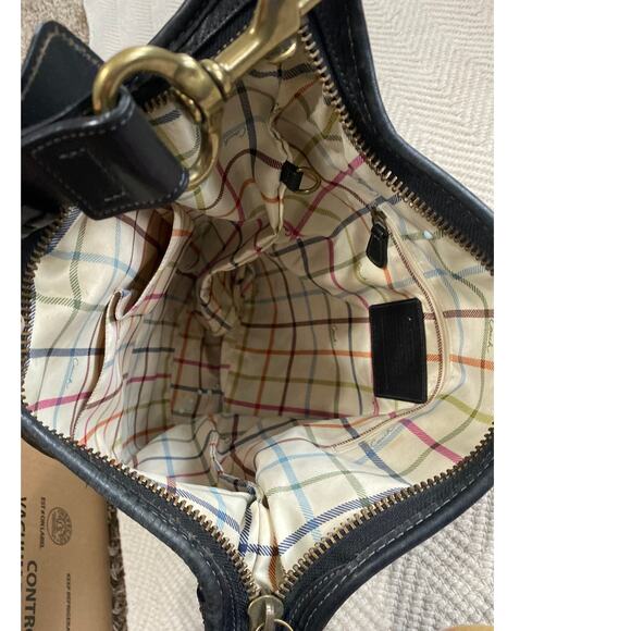 Coach Bleeker Tattersall Leather Duffle Bag Black Purse Vintage Shoulder Bag - Picture 6 of 8